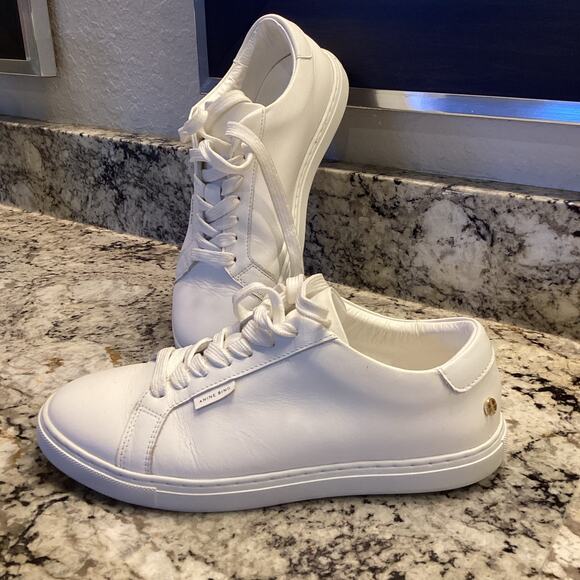 Anine Bing Liane White leather minimalistic lace up low top Sneakers size 36 6 - Picture 1 of 11